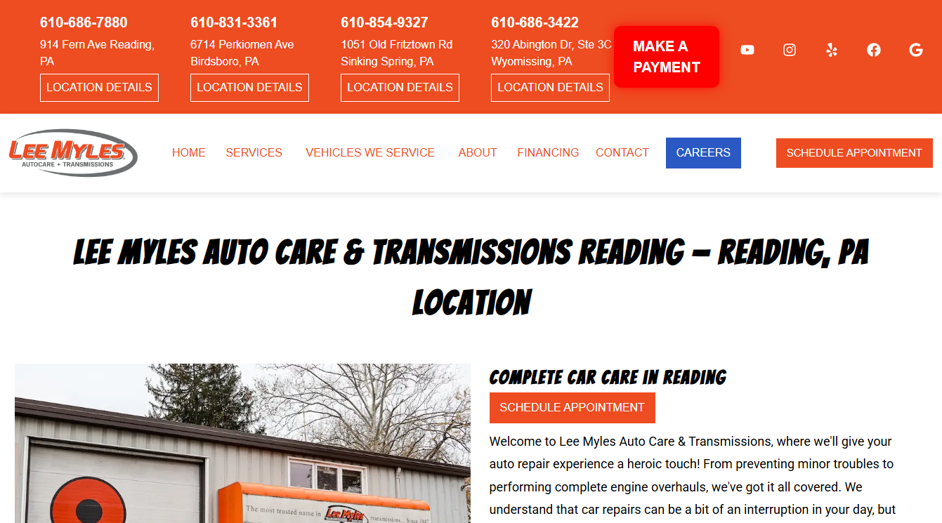 Screenshot of Lee Myles Auto Care & Transmissions