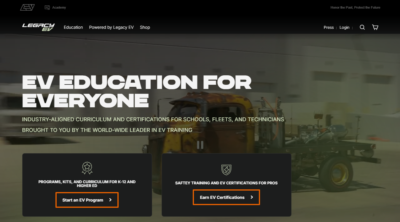 Screenshot of Legacy EV