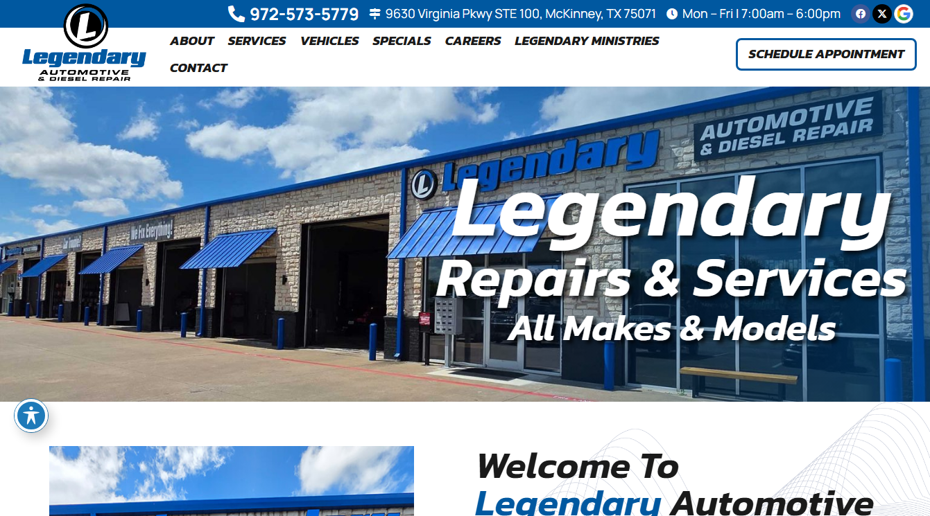 Screenshot of Legendary Automotive & Diesel Repair