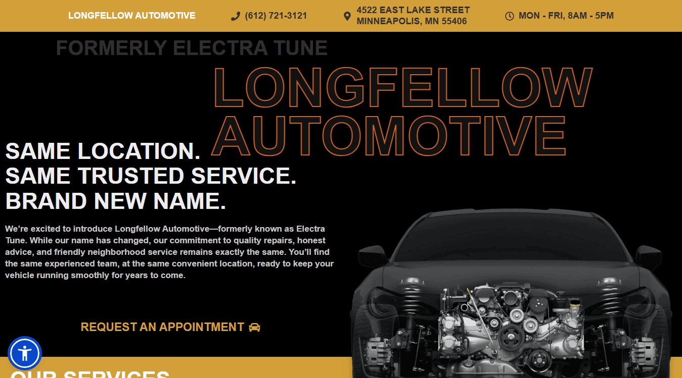 Screenshot of Longfellow Automotive