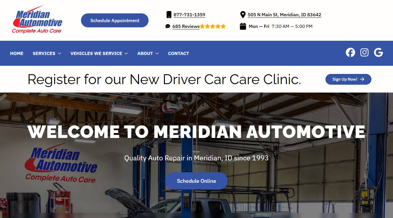 Screenshot of Meridian Automotive