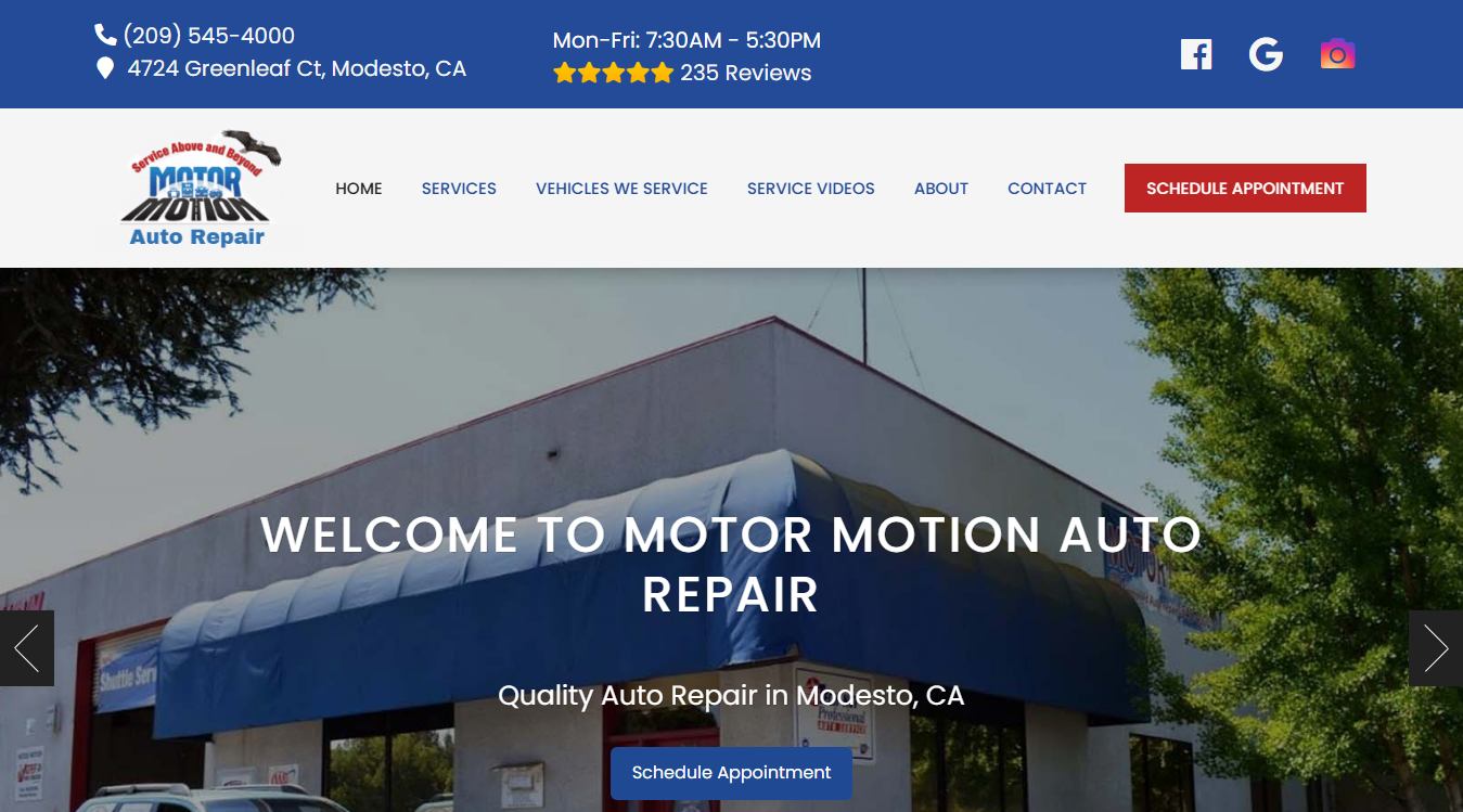 Screenshot of Motor Motion Auto Repair