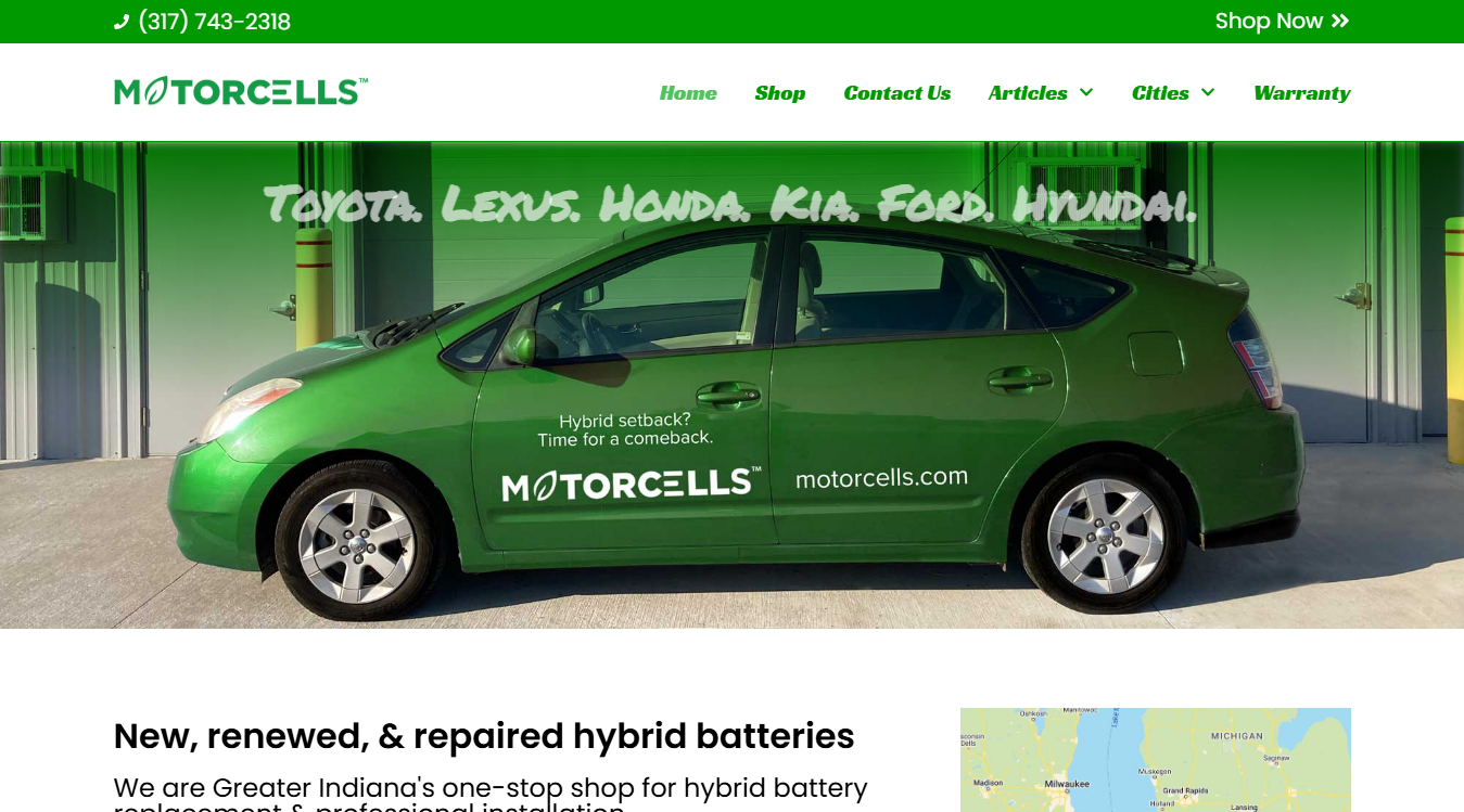 Screenshot of Motorcells - Hybrid Battery Repair