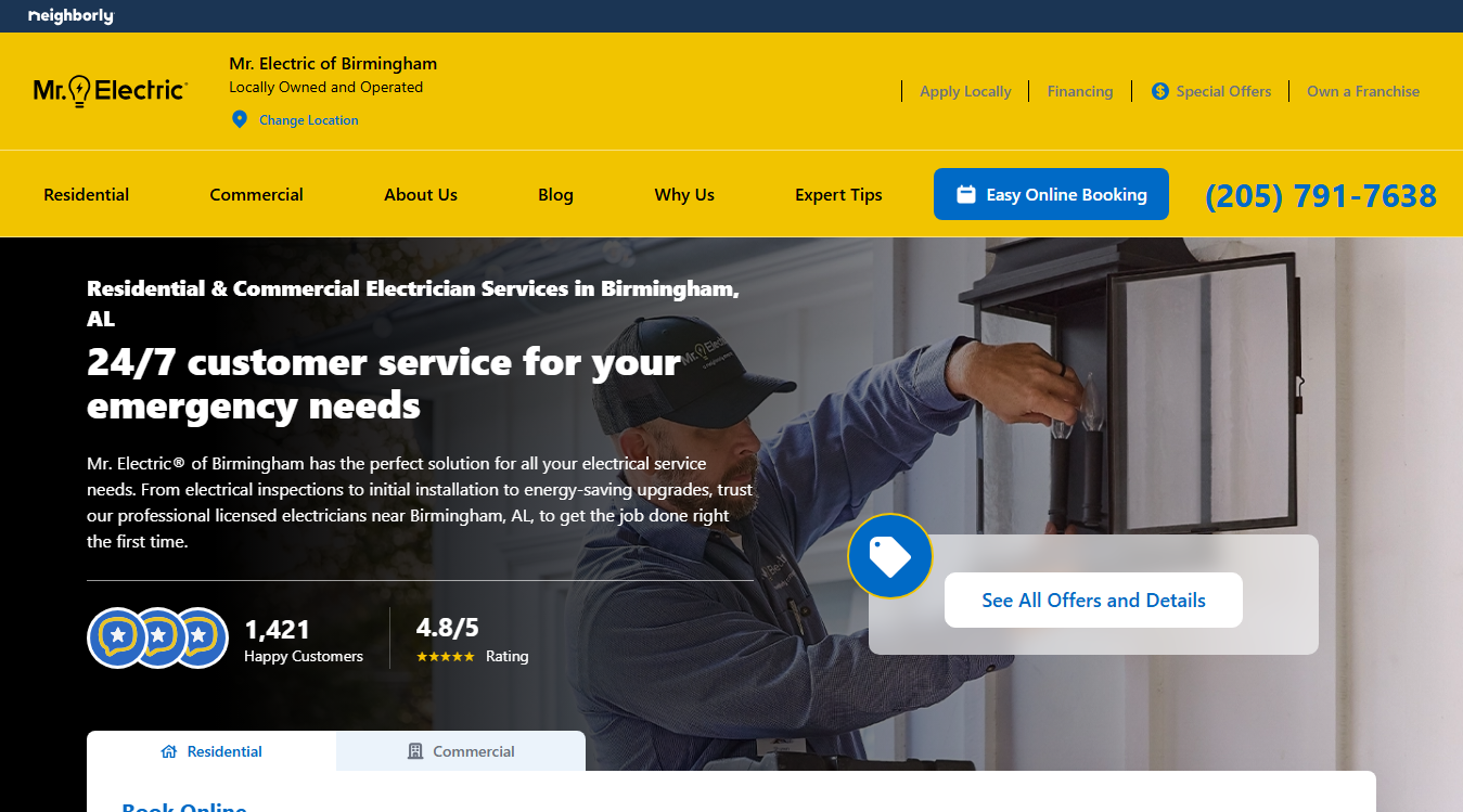 Screenshot of Mr. Electric of Birmingham