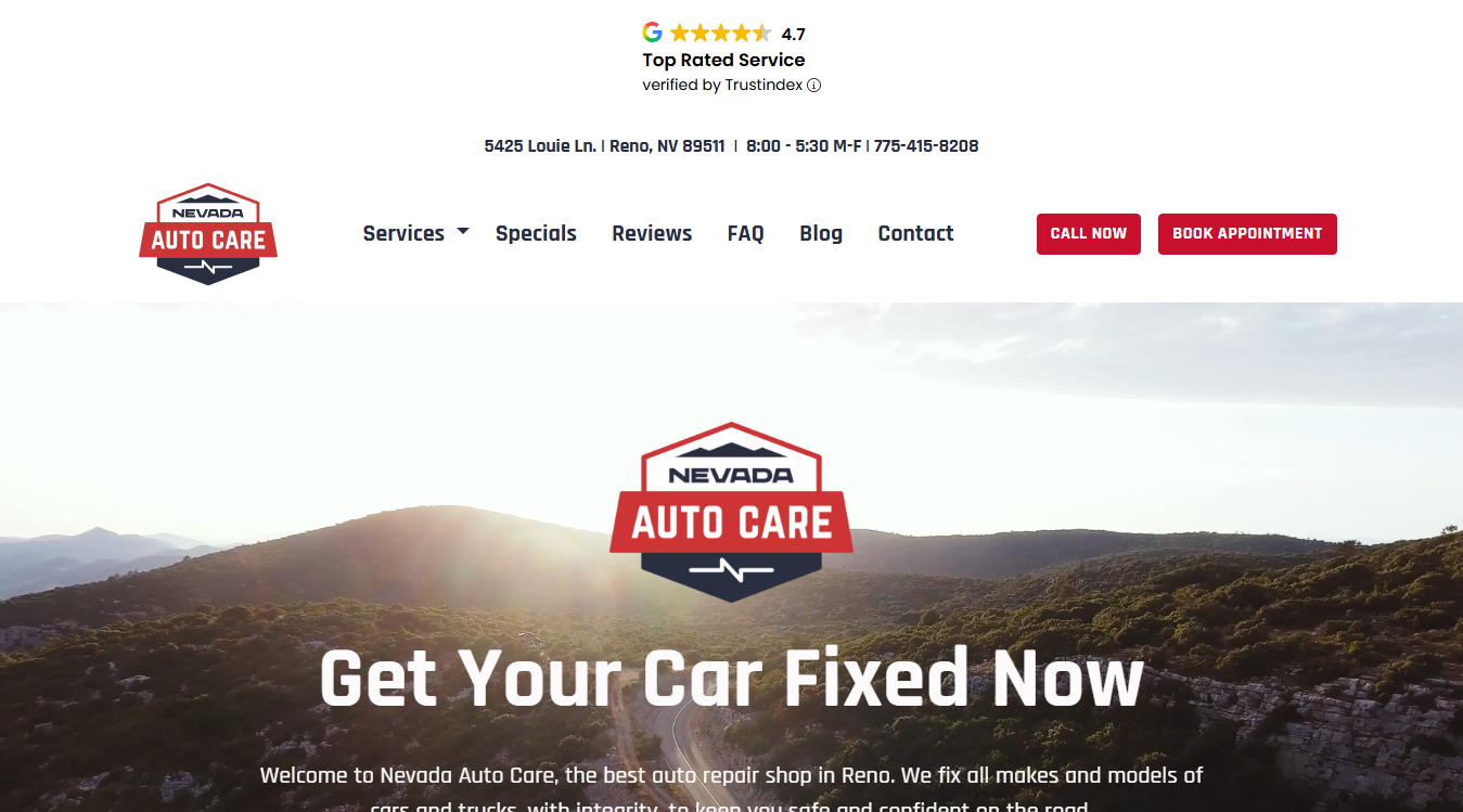 Screenshot of Nevada Auto Care