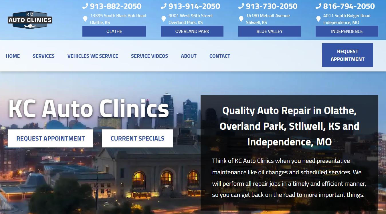 Screenshot of Overland Park Auto Clinic - KC Auto Clinics Overland Park
