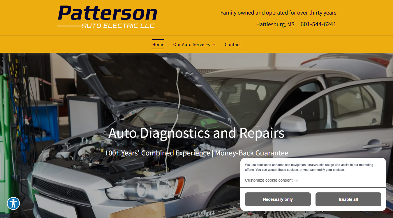 Screenshot of Patterson Auto Electric LLC