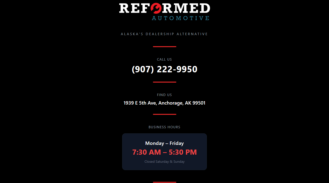 Screenshot of Reformed Automotive, LLC