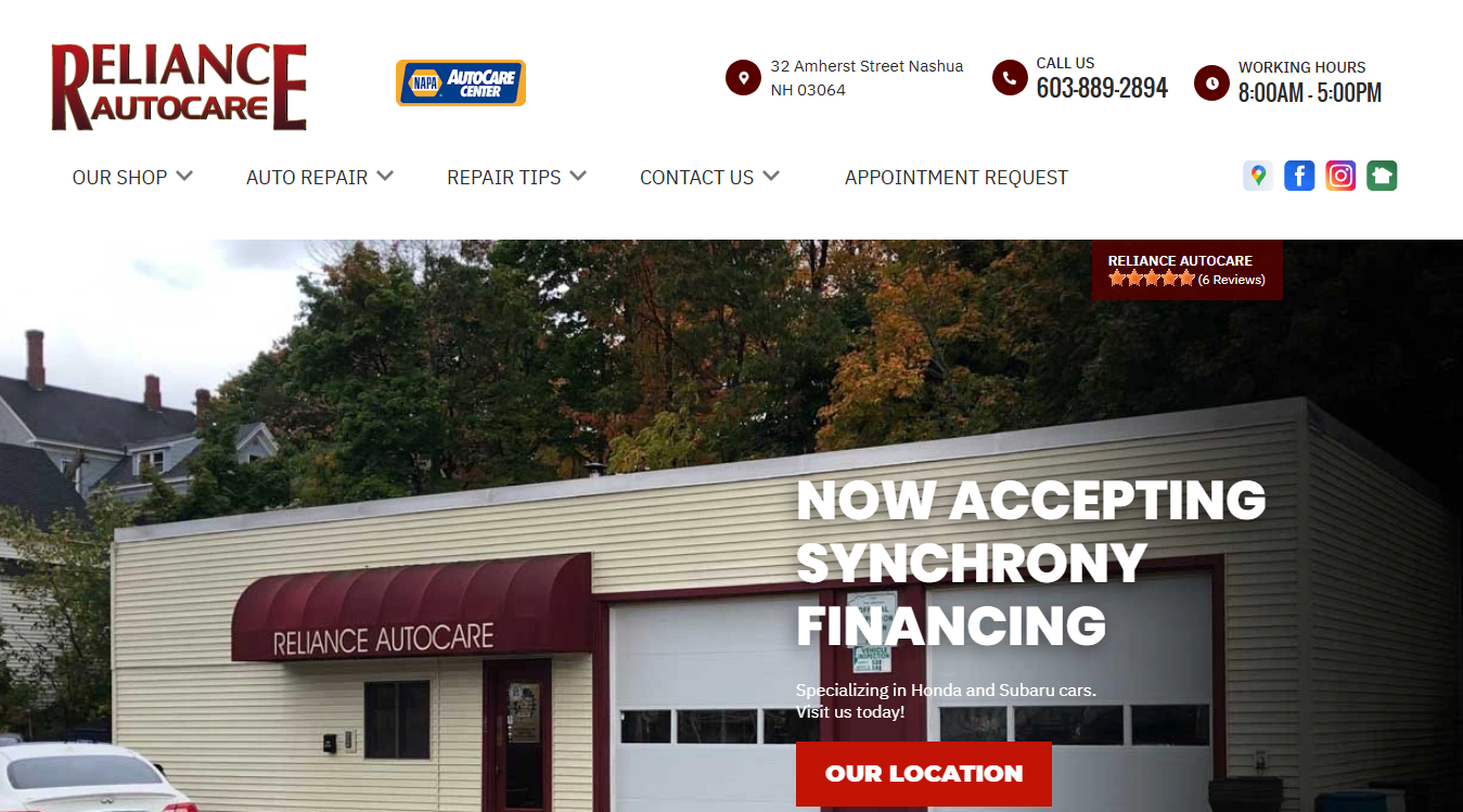 Screenshot of Reliance Autocare