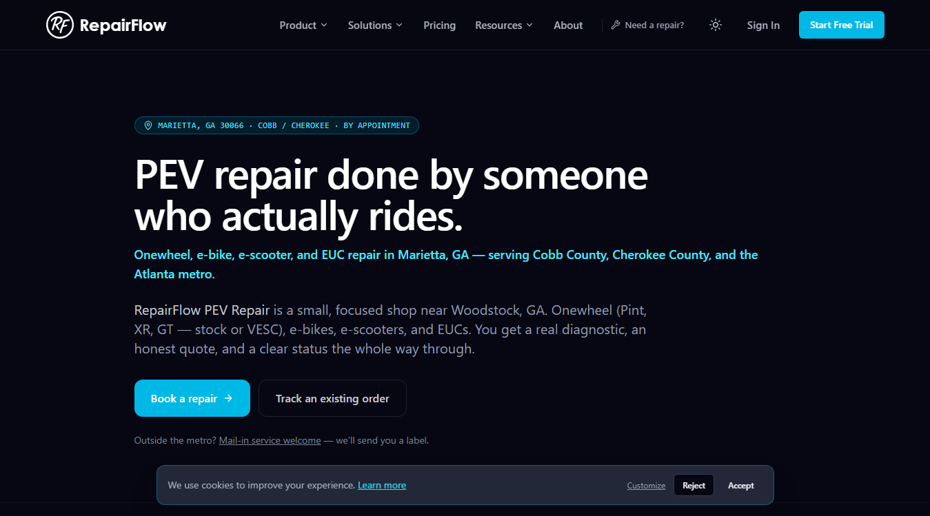 Screenshot of RepairFlow PEV Repair
