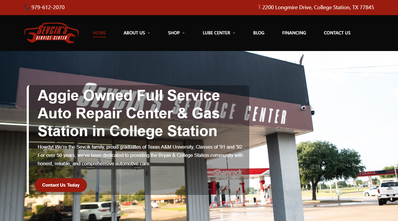 Screenshot of Sevcik's Service Center