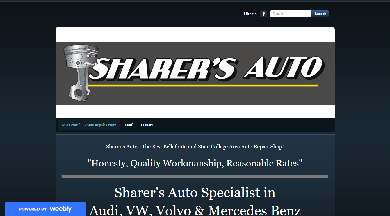Screenshot of Sharer's Automotive