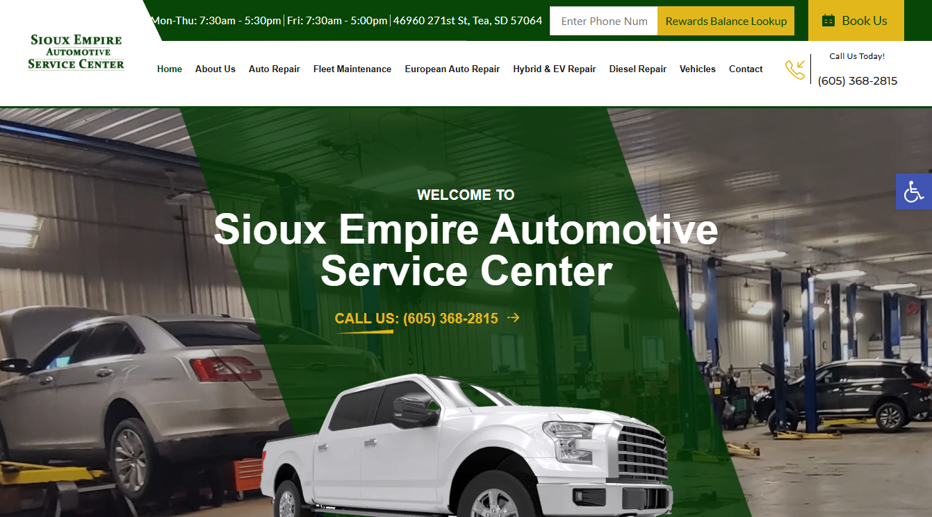 Screenshot of Sioux Empire Automotive Service Center