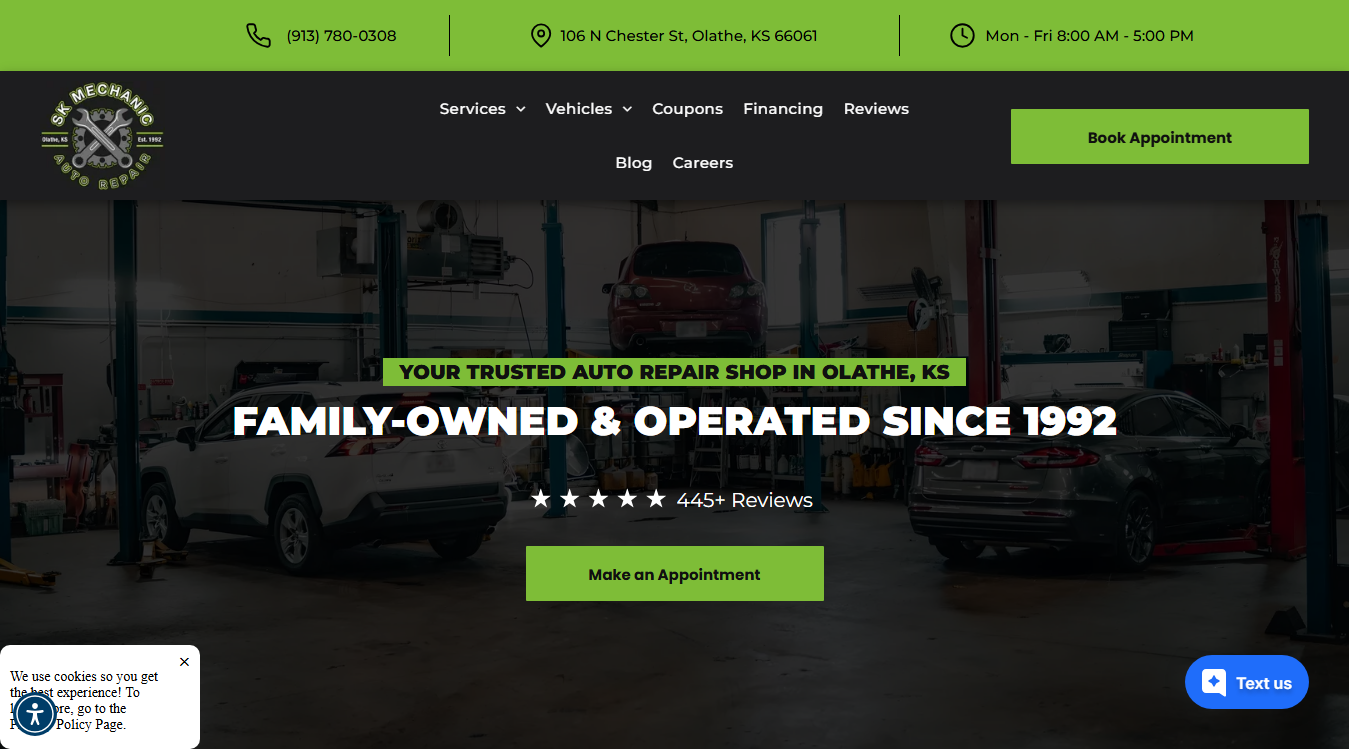 Screenshot of SK Mechanic Professional Auto Repair