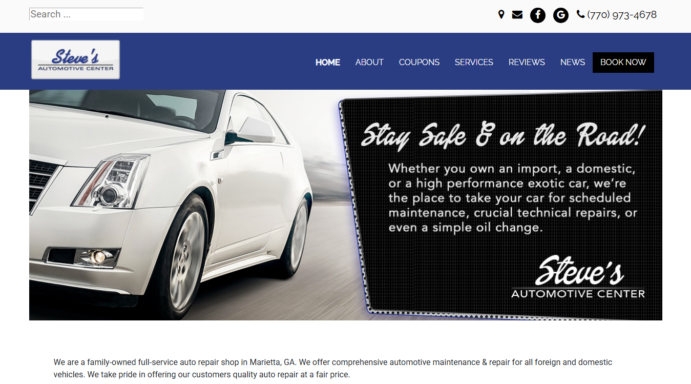 Screenshot of Steve's Automotive Center