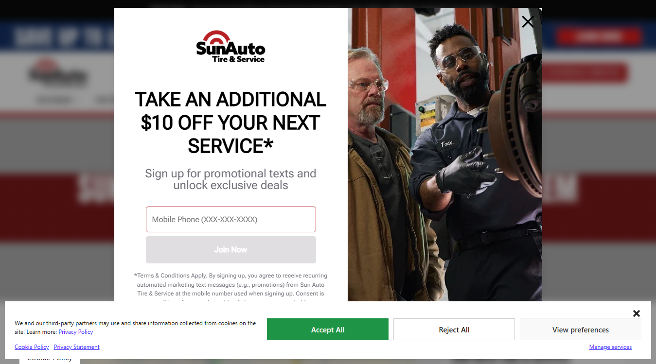 Screenshot of Sun Auto Tire & Service