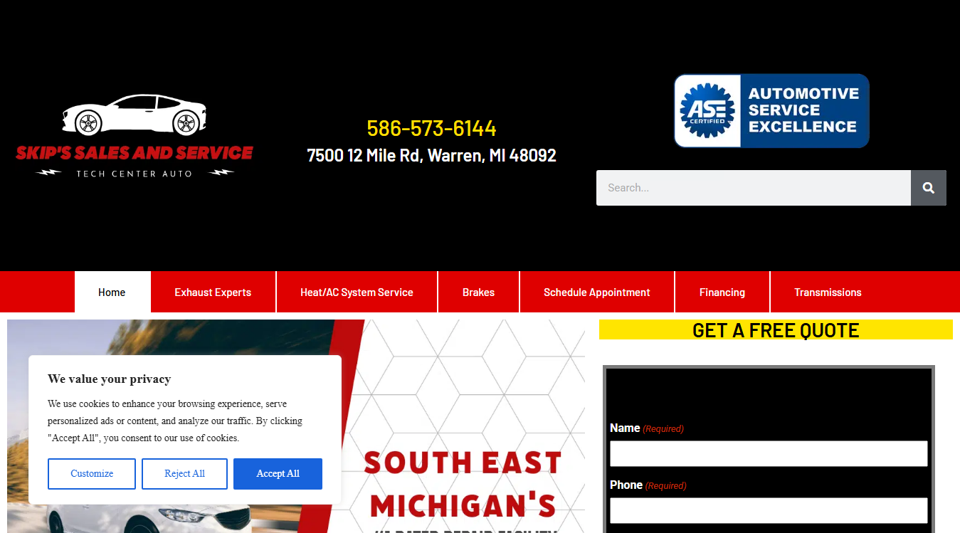 Screenshot of Tech Center Auto Electric