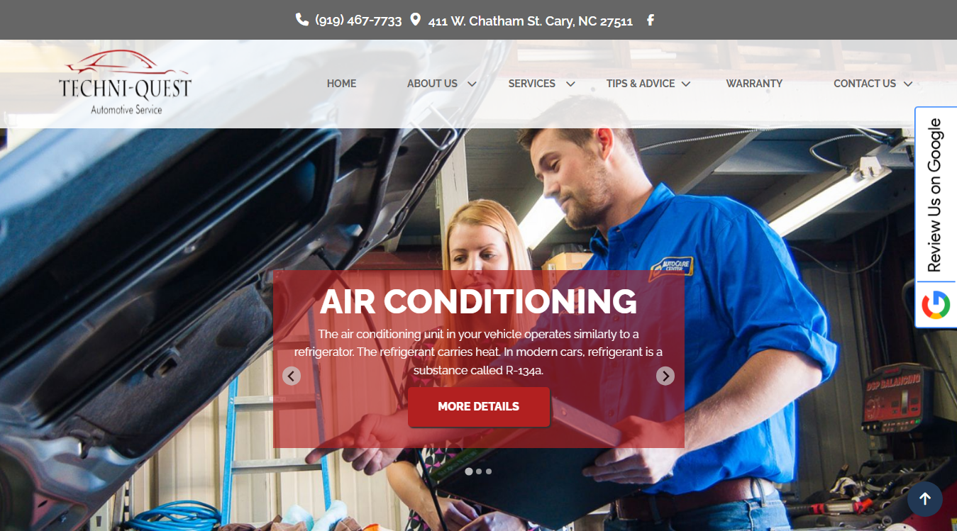 Screenshot of TECHNI-QUEST Automotive Service