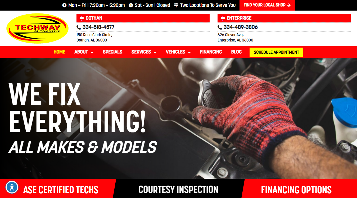 Screenshot of Techway Automotive of Dothan