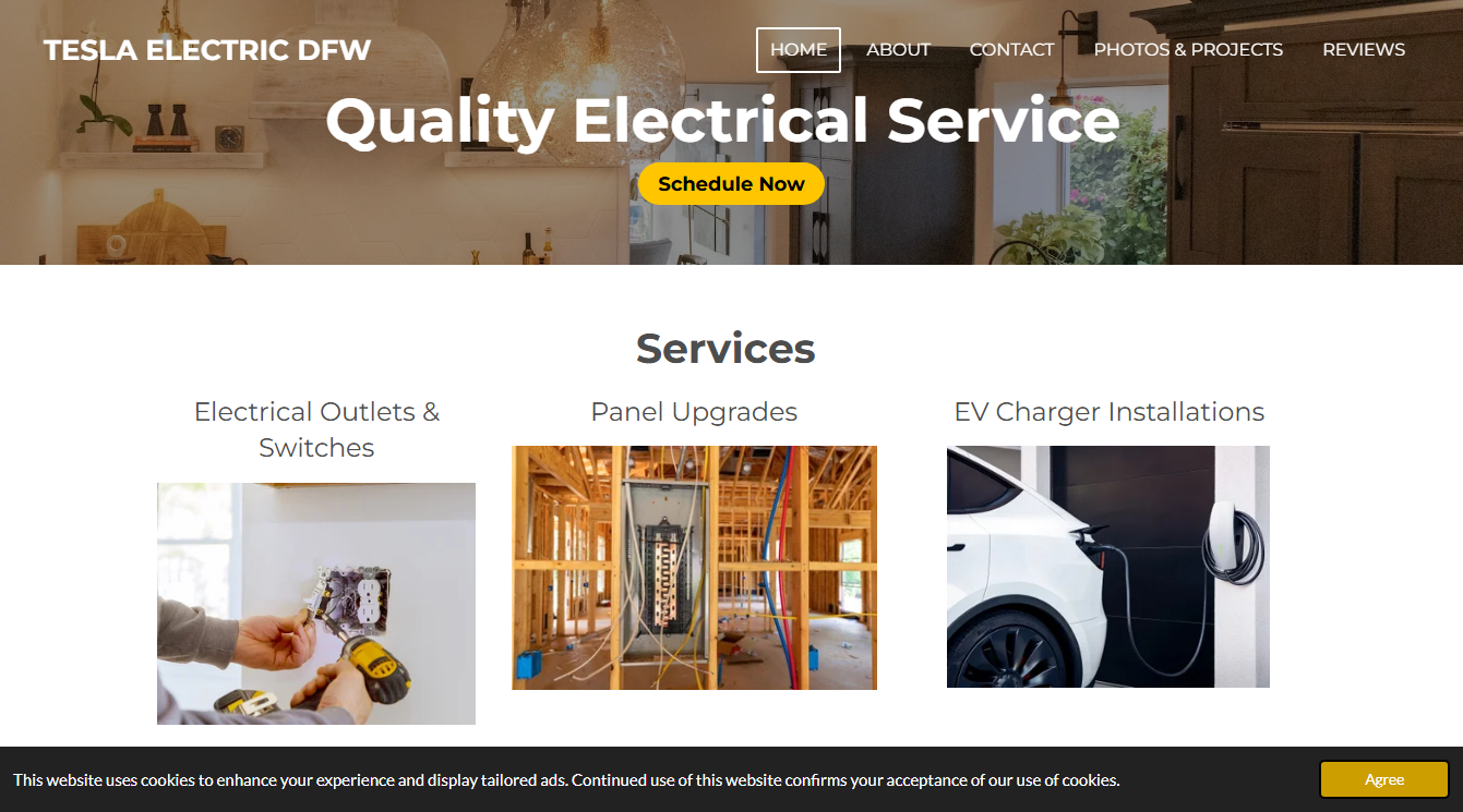 Screenshot of Tesla Electric DFW