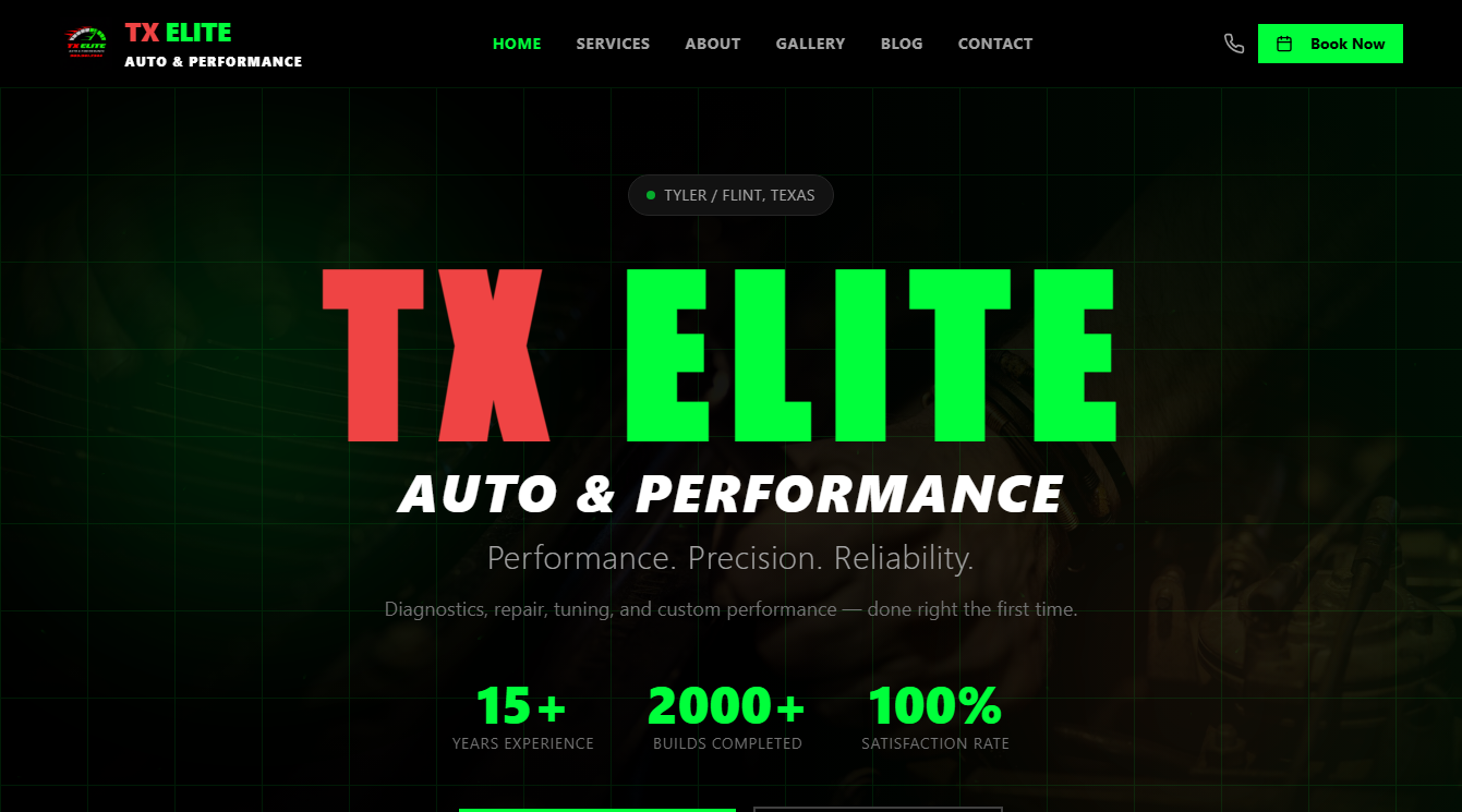 Screenshot of TX Elite Auto and Performance
