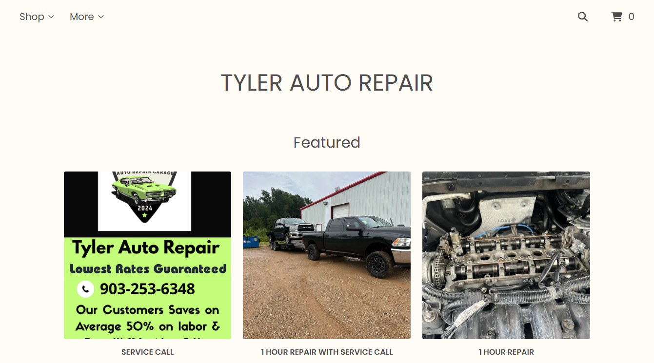 Screenshot of Tyler Auto Repair