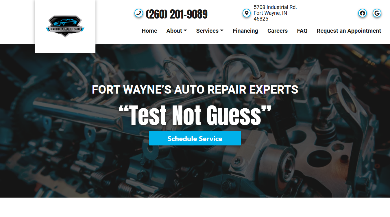 Screenshot of Unique Auto Repair
