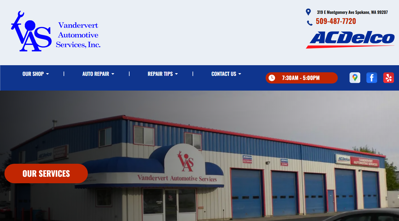 Screenshot of Vandervert Automotive Services