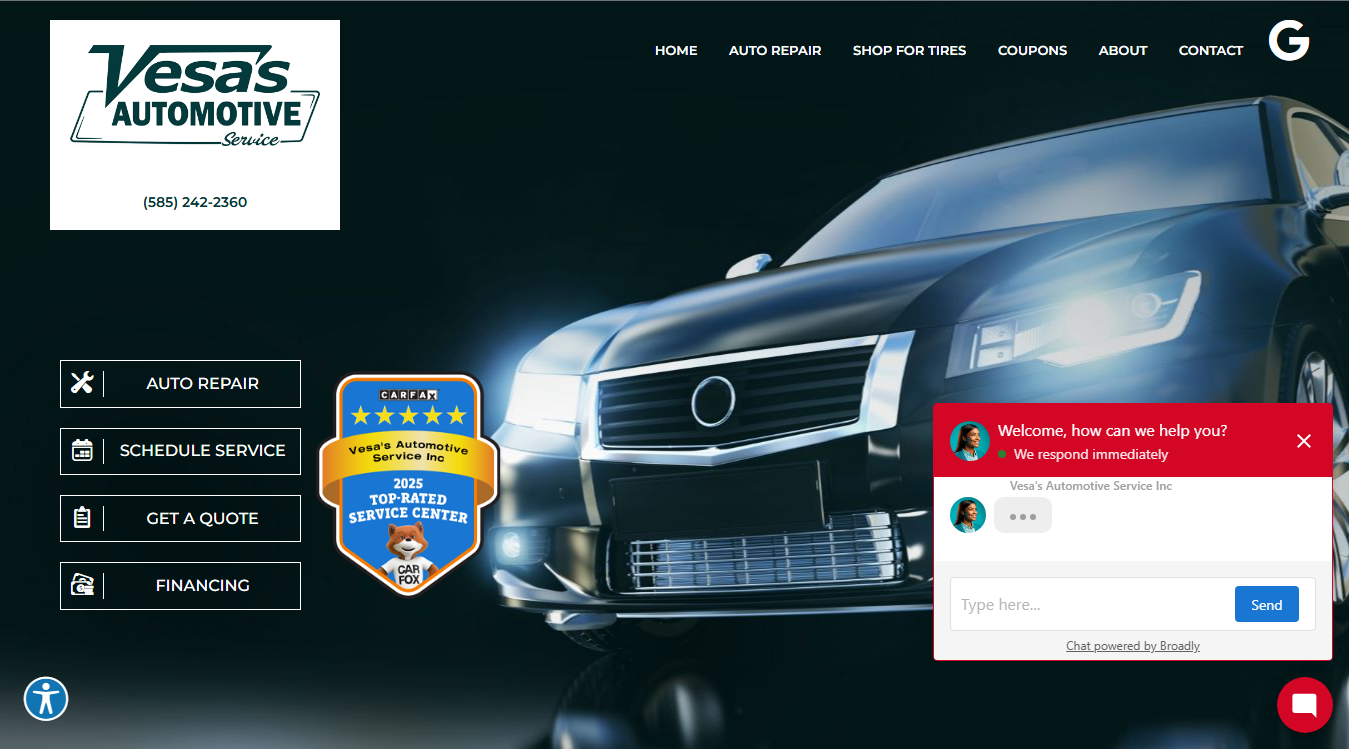 Screenshot of Vesa's Automotive