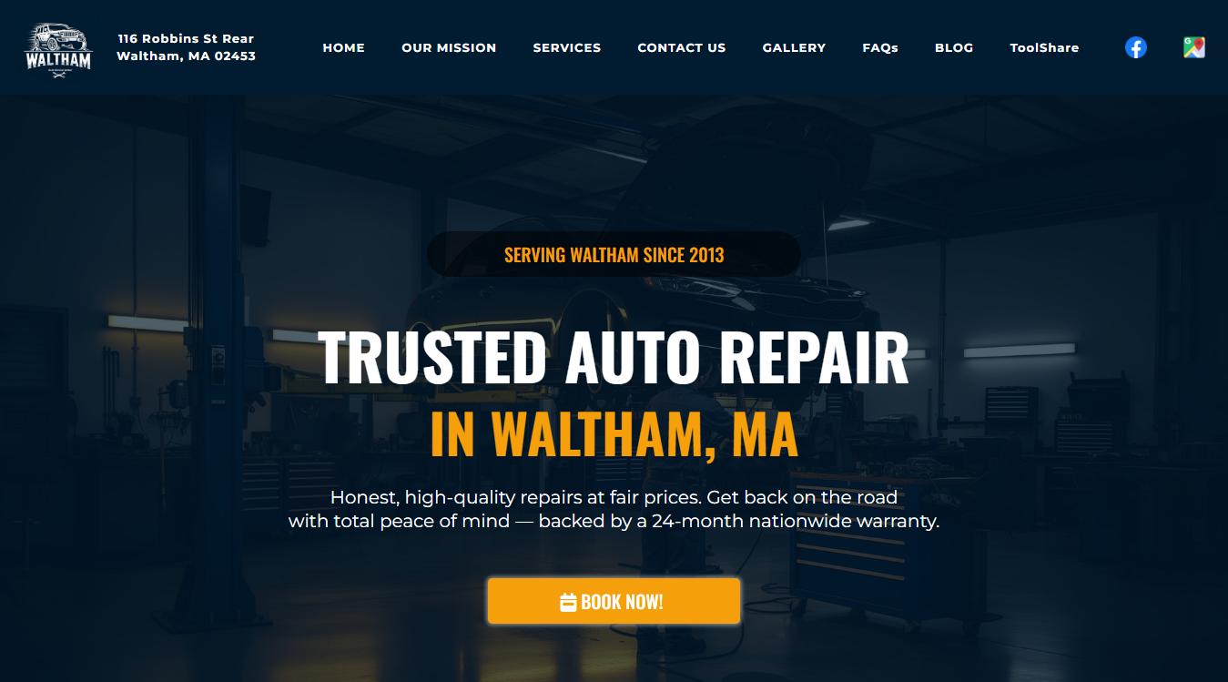 Screenshot of Waltham Auto Service Center